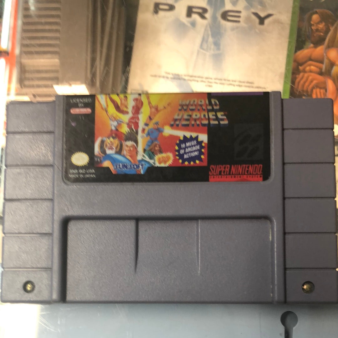 Jeu Super Famicom World Heroes - Bon état - Console Nintendo - Jeu De Combat